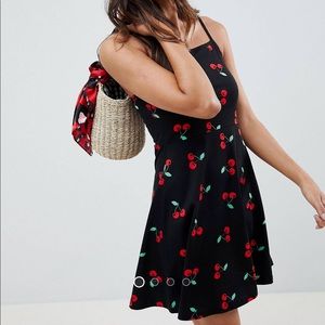 ASOS Square Neck Dress Cherry Print Size 4
